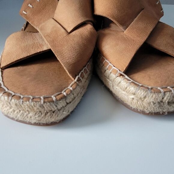 Kelsey Dagger Brooklyn women's Golden Tan Leather Wedge Slip on Shoes size 9 - Picture 8 of 13